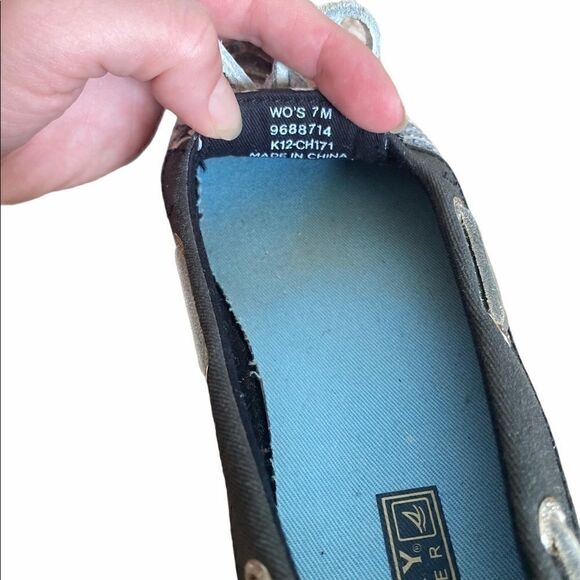 Sperry Gray Sequin Top Sider Angelfish Boat Shoes - Picture 5 of 6